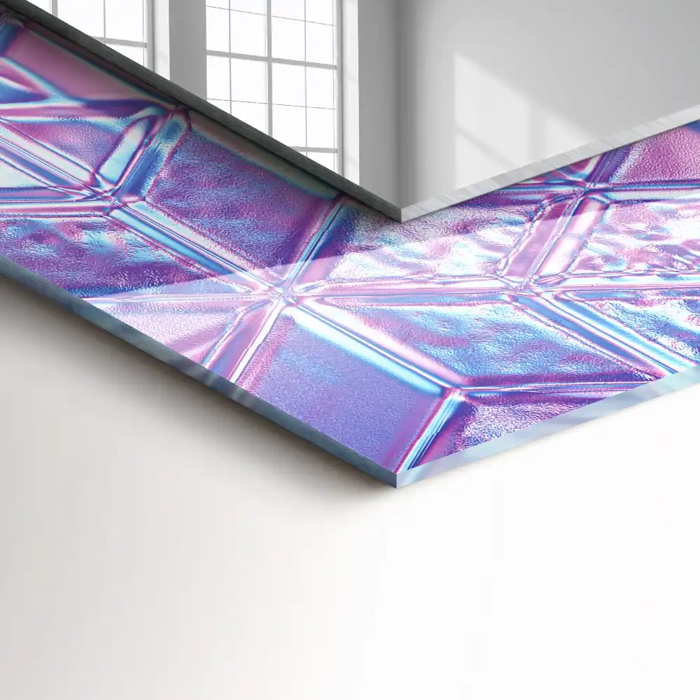 Dekorativ spegel med tryck Transparenta färgade kuber