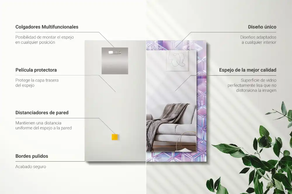 Dekorativ spegel med tryck Transparenta färgade kuber