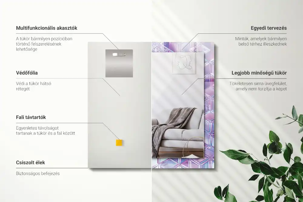 Dekorativ spegel med tryck Transparenta färgade kuber