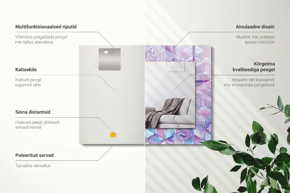 Dekorativ spegel med tryck Transparenta färgade kuber