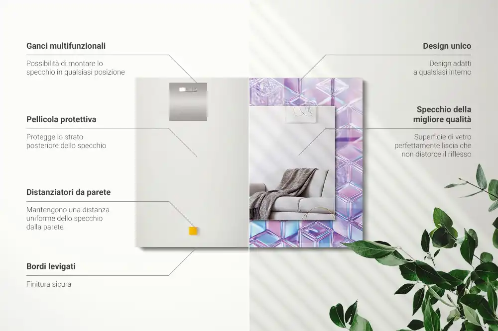 Dekorativ spegel med tryck Transparenta färgade kuber
