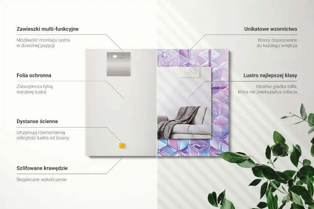 Dekorativ spegel med tryck Transparenta färgade kuber