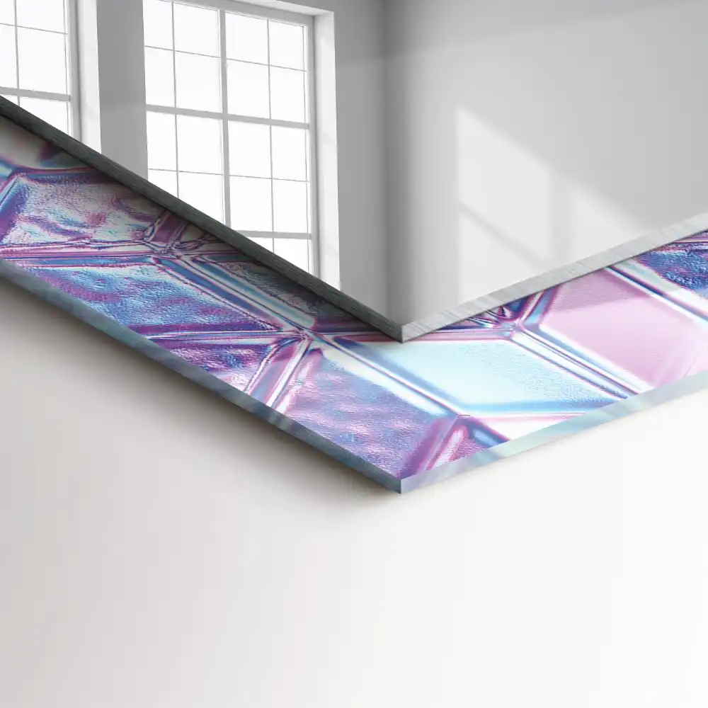 Dekorativ spegel med tryck Transparenta färgade kuber