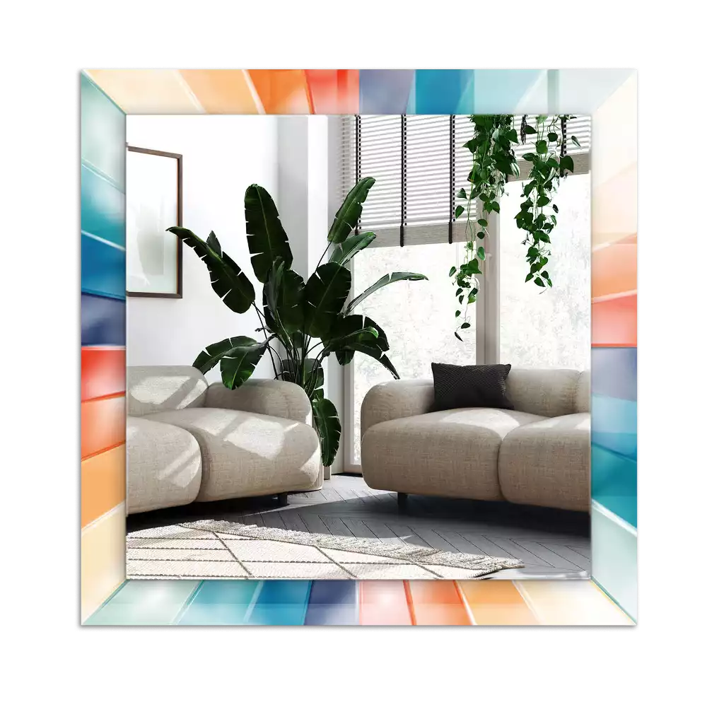 Rektangulär spegel med tryck Färgglada ljusstrålar