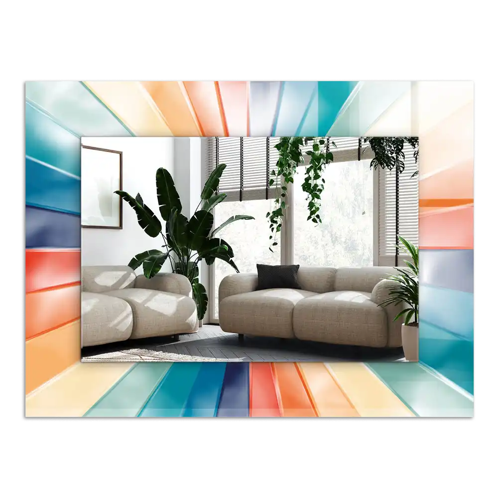 Rektangulär spegel med tryck Färgglada ljusstrålar