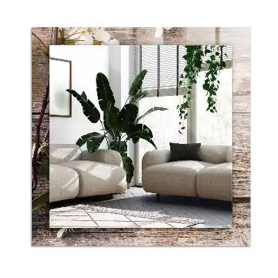 Rektangulär spegel med tryck Blommor på trä