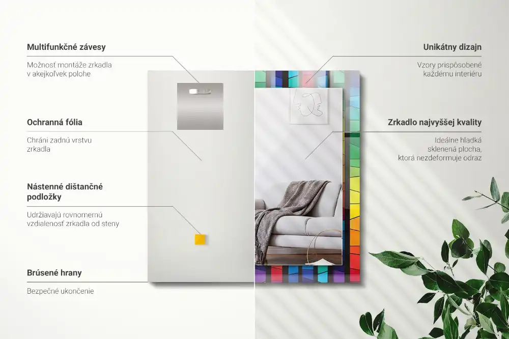 Dekorativ spegel med tryck Färgglada ränder av målat glas