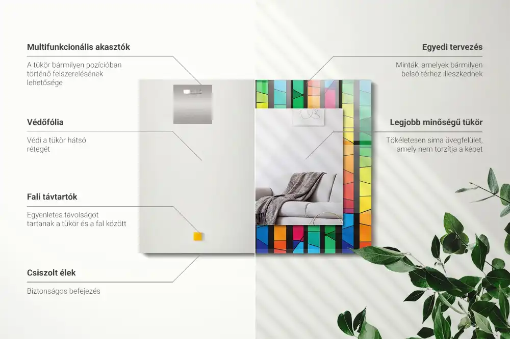 Dekorativ spegel med tryck Färgglada ränder av målat glas