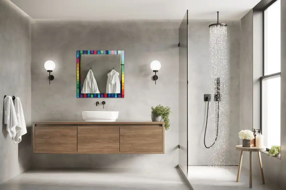 Dekorativ spegel med tryck Färgglada ränder av målat glas