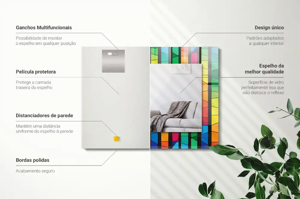 Dekorativ spegel med tryck Färgglada ränder av målat glas