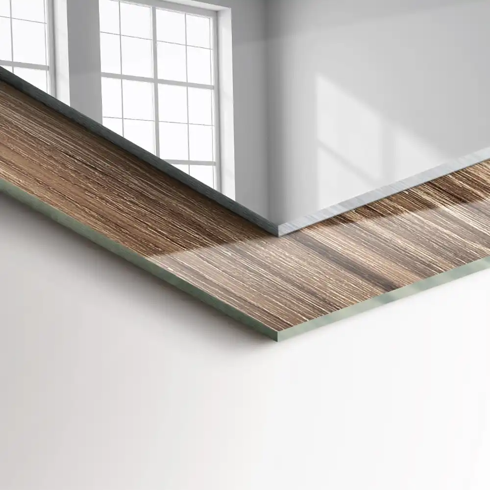 Dekorativ spegel med tryck Golvbrädor av trä