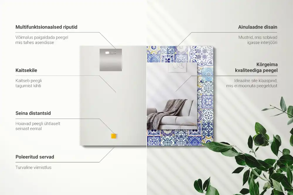 Rektangulär spegel med tryck Färgglada mosaikplattor