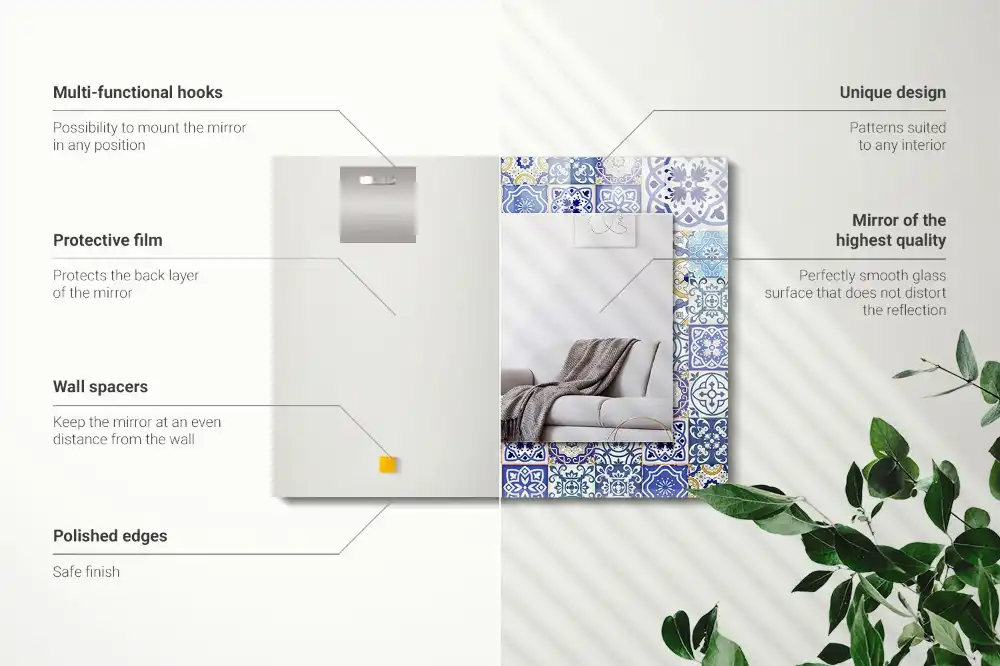Rektangulär spegel med tryck Färgglada mosaikplattor