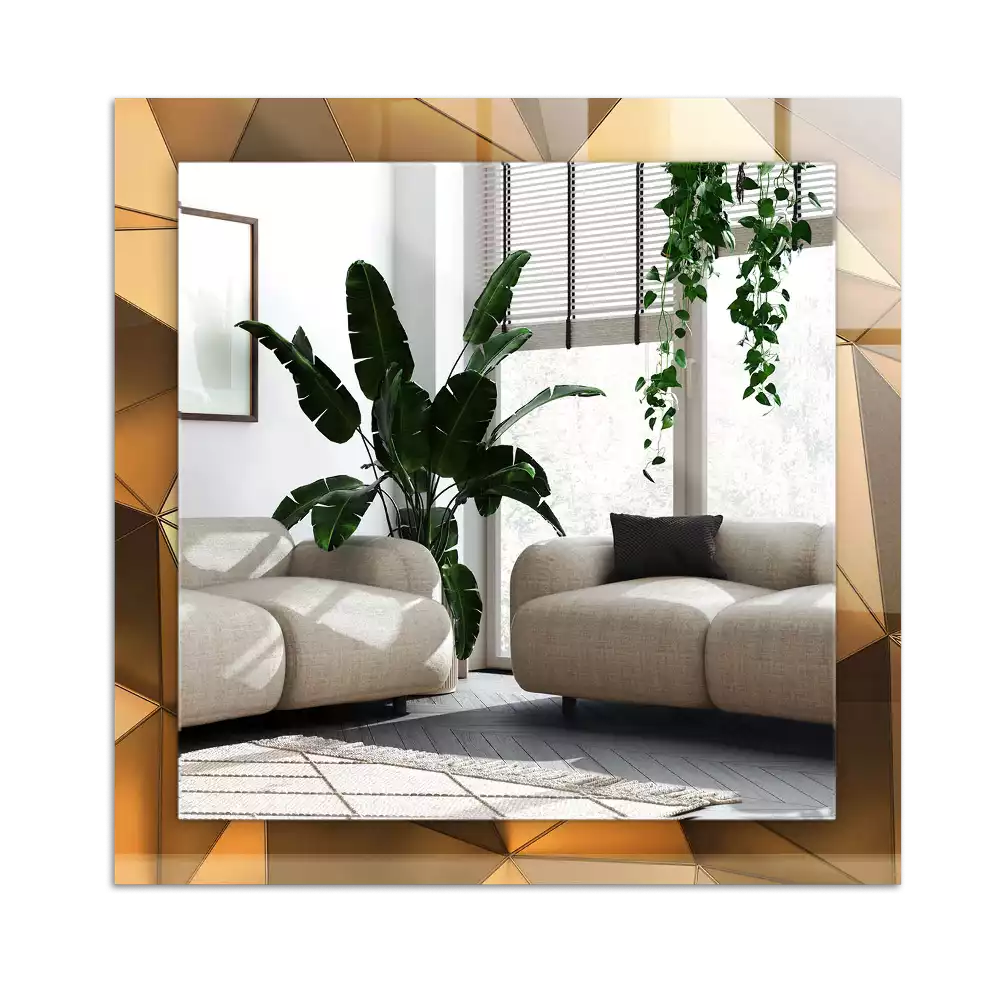 Dekorativ spegel med tryck Gyllene geometriska mönster