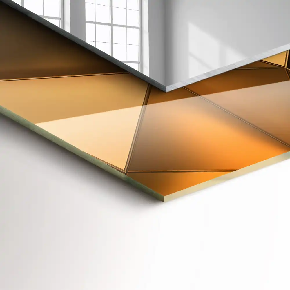 Dekorativ spegel med tryck Gyllene geometriska mönster