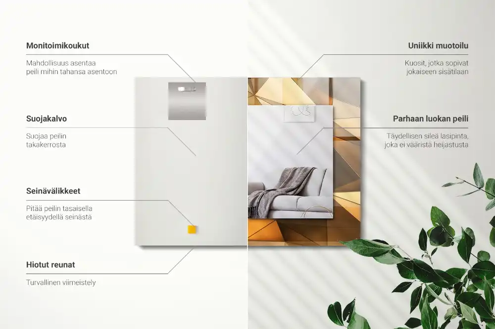 Dekorativ spegel med tryck Gyllene geometriska mönster