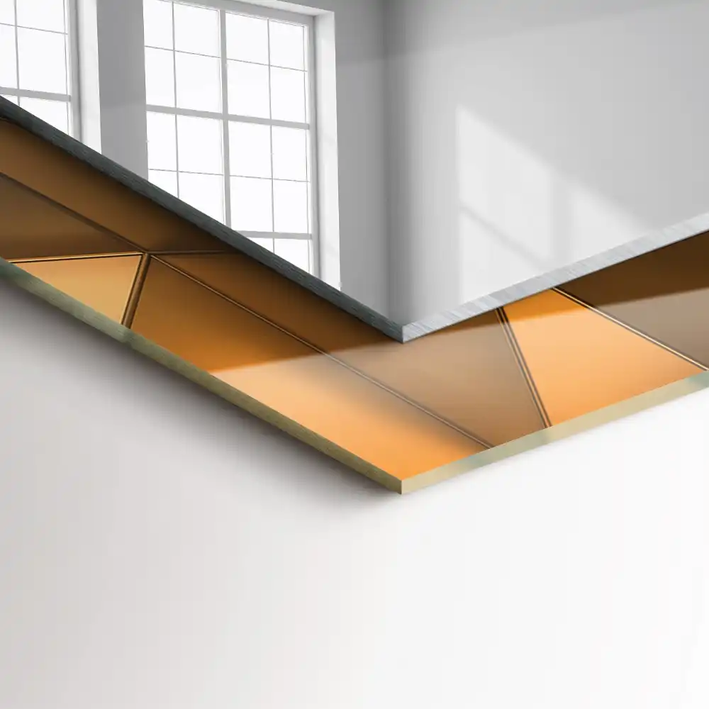 Dekorativ spegel med tryck Gyllene geometriska mönster