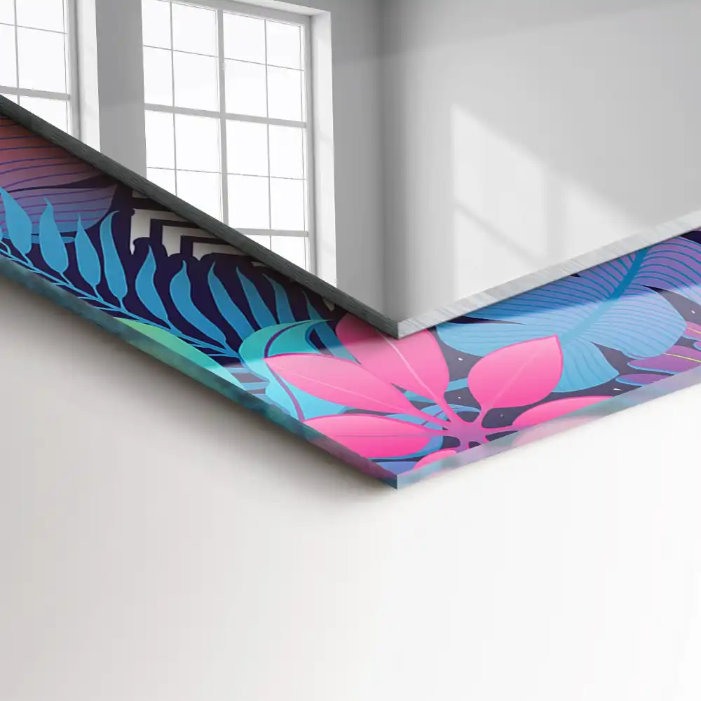 Rektangulär spegel med tryck Färgglada tropiska löv