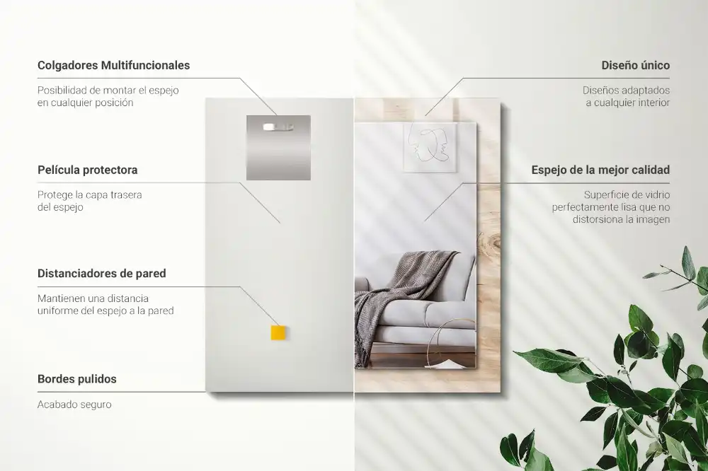 Dekorativ spegel med tryck Trä med kvistar