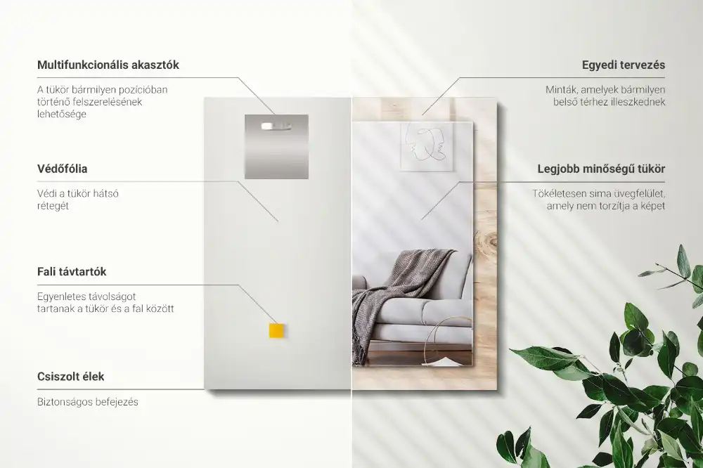 Dekorativ spegel med tryck Trä med kvistar