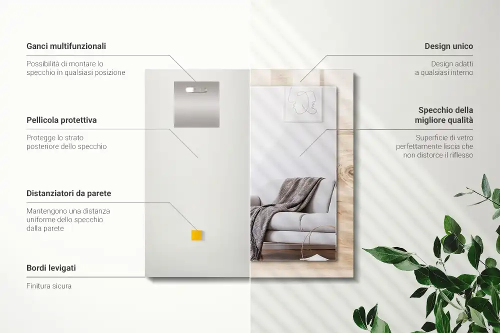 Dekorativ spegel med tryck Trä med kvistar