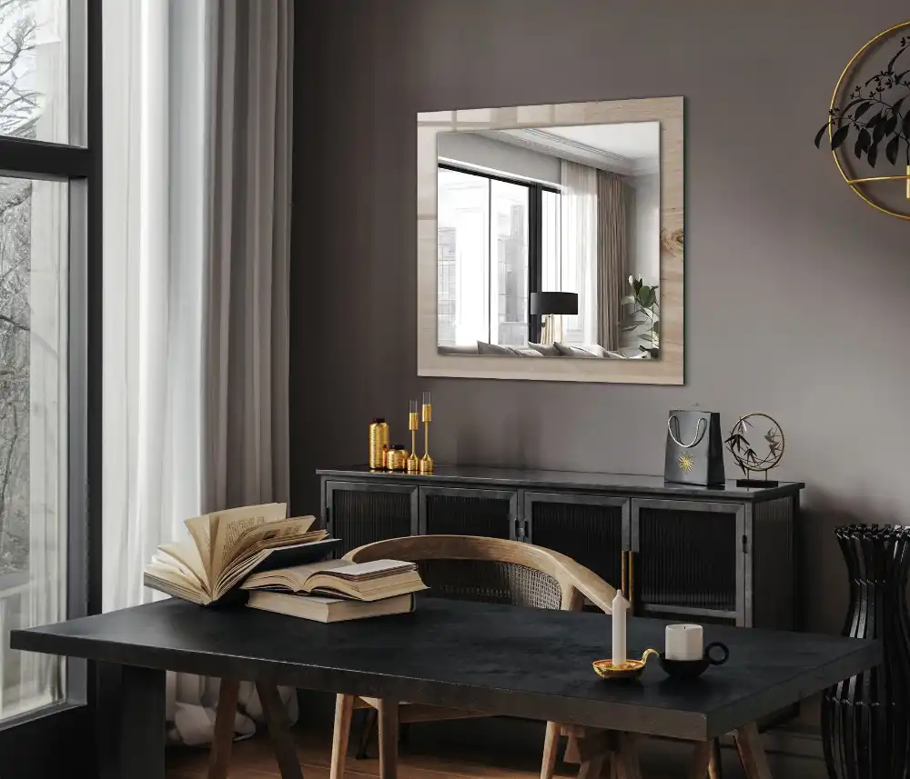 Dekorativ spegel med tryck Trä med kvistar