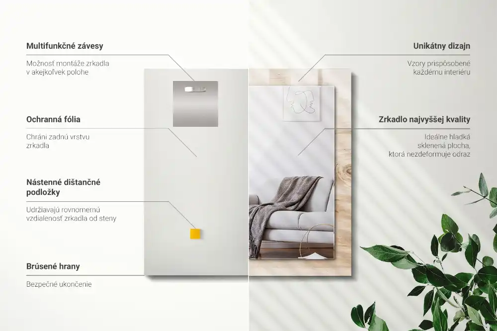 Dekorativ spegel med tryck Trä med kvistar