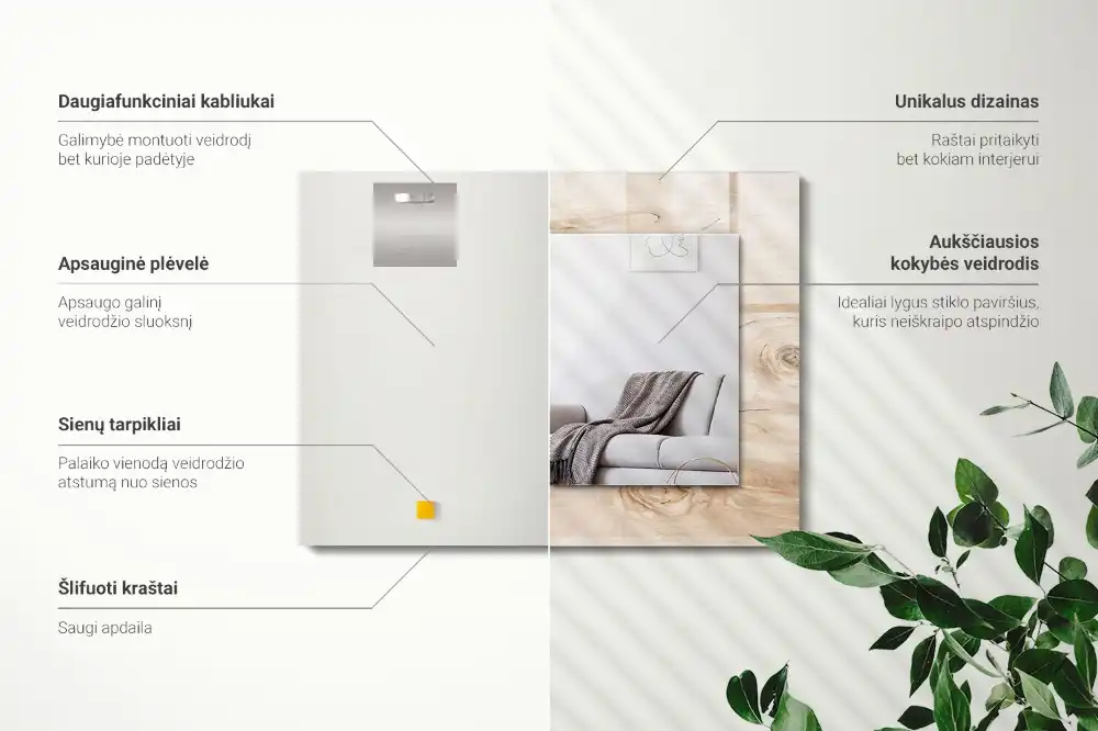 Dekorativ spegel med tryck Trä med kvistar