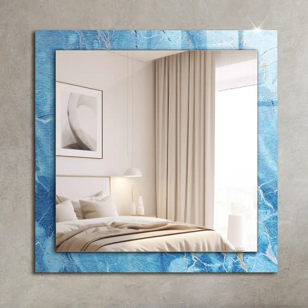Dekorativ spegel med tryck Blå marmor mönster