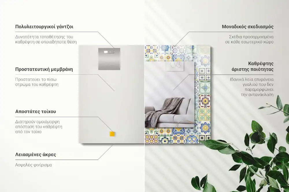 Rektangulär spegel med tryck Färgglada kakelmönster