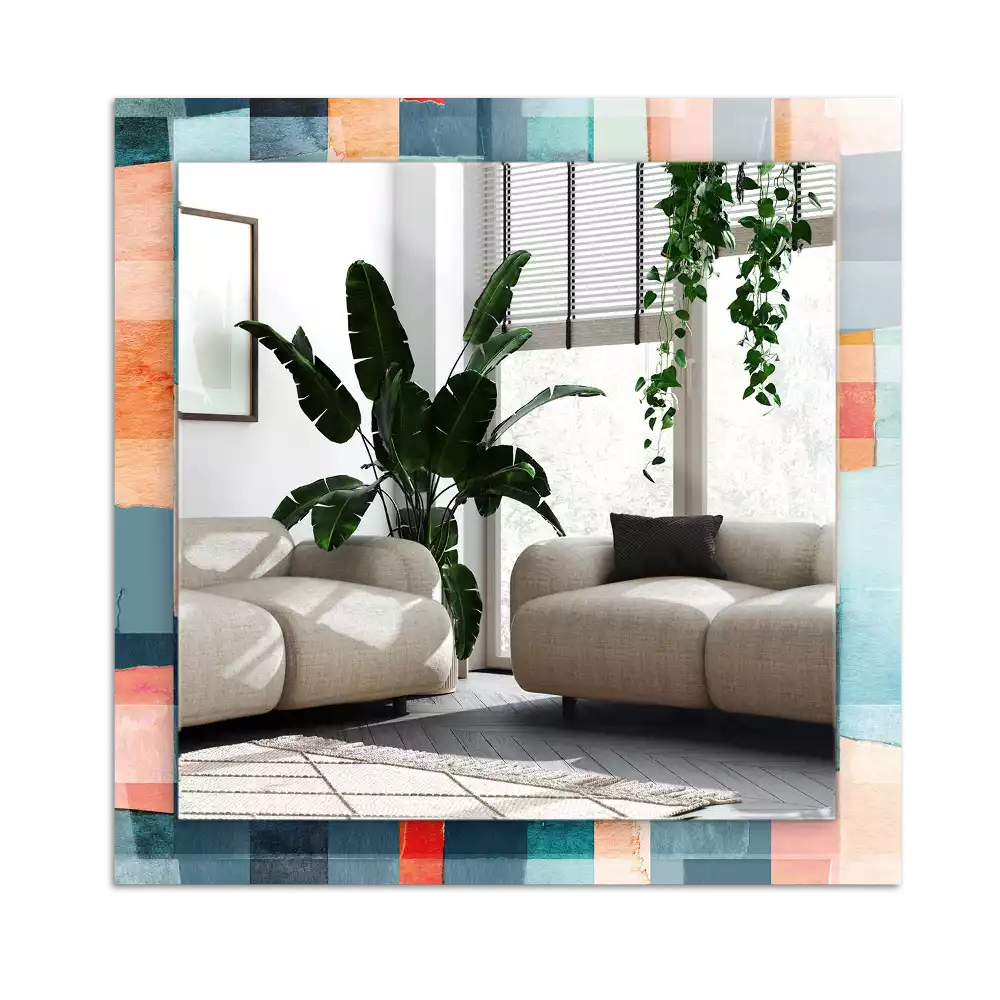 Dekorativ spegel med tryck Färgglada abstrakta rektanglar