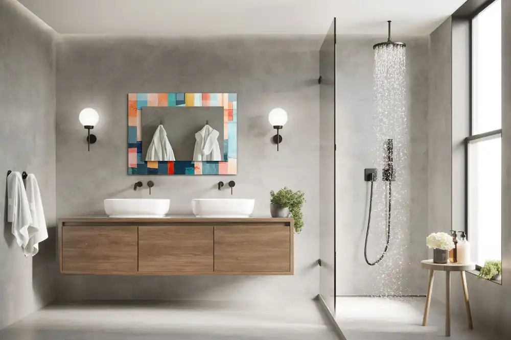 Dekorativ spegel med tryck Färgglada abstrakta rektanglar