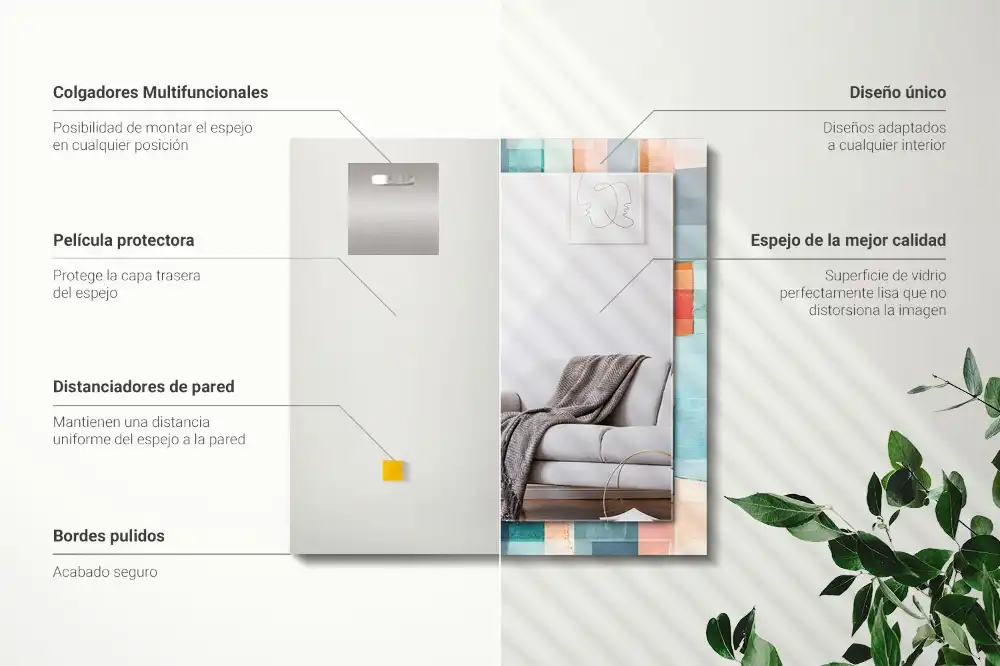 Dekorativ spegel med tryck Färgglada abstrakta rektanglar