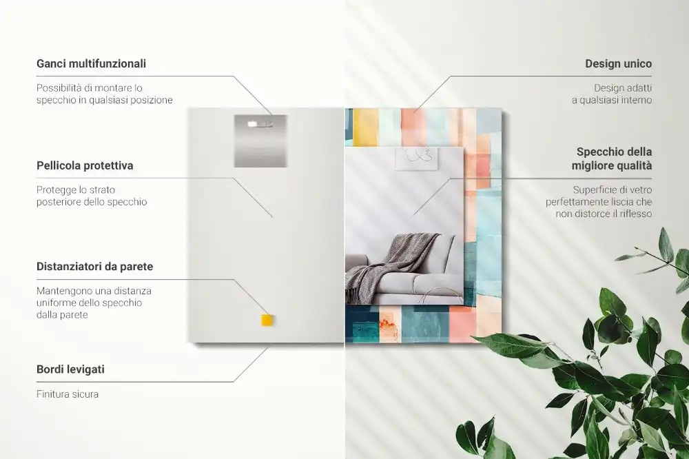Dekorativ spegel med tryck Färgglada abstrakta rektanglar