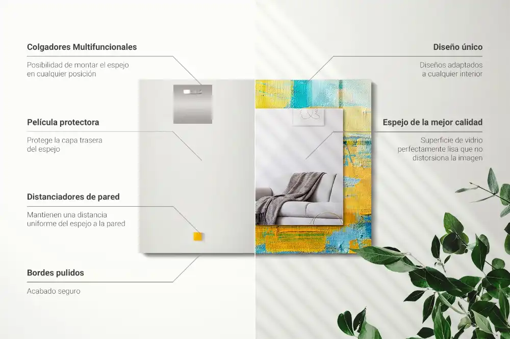 Rektangulär spegel med tryck Abstrakt oljemålning