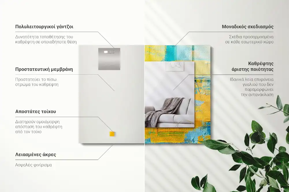 Rektangulär spegel med tryck Abstrakt oljemålning