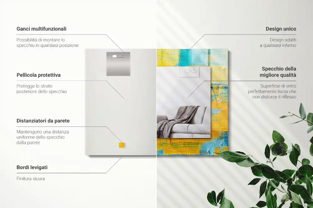 Rektangulär spegel med tryck Abstrakt oljemålning