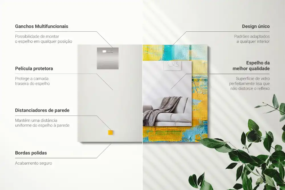 Rektangulär spegel med tryck Abstrakt oljemålning