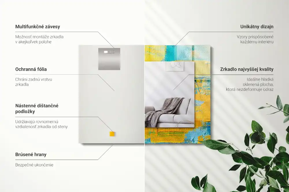 Rektangulär spegel med tryck Abstrakt oljemålning