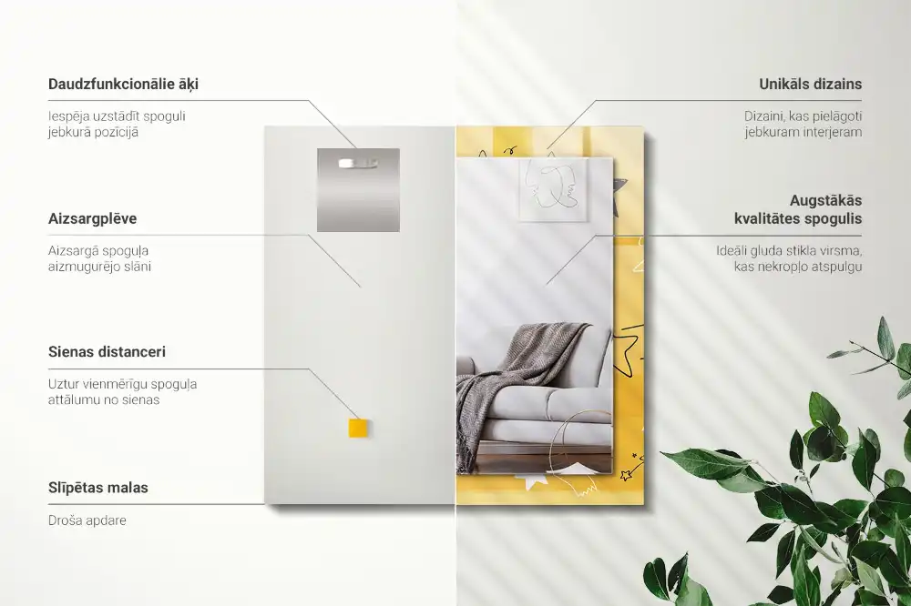 Dekorativ spegel med tryck Teckningar av olika stjärnor