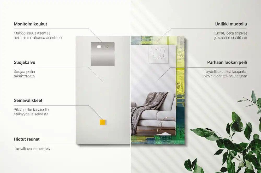 Rektangulär spegel med tryck Abstrakt färgkomposition