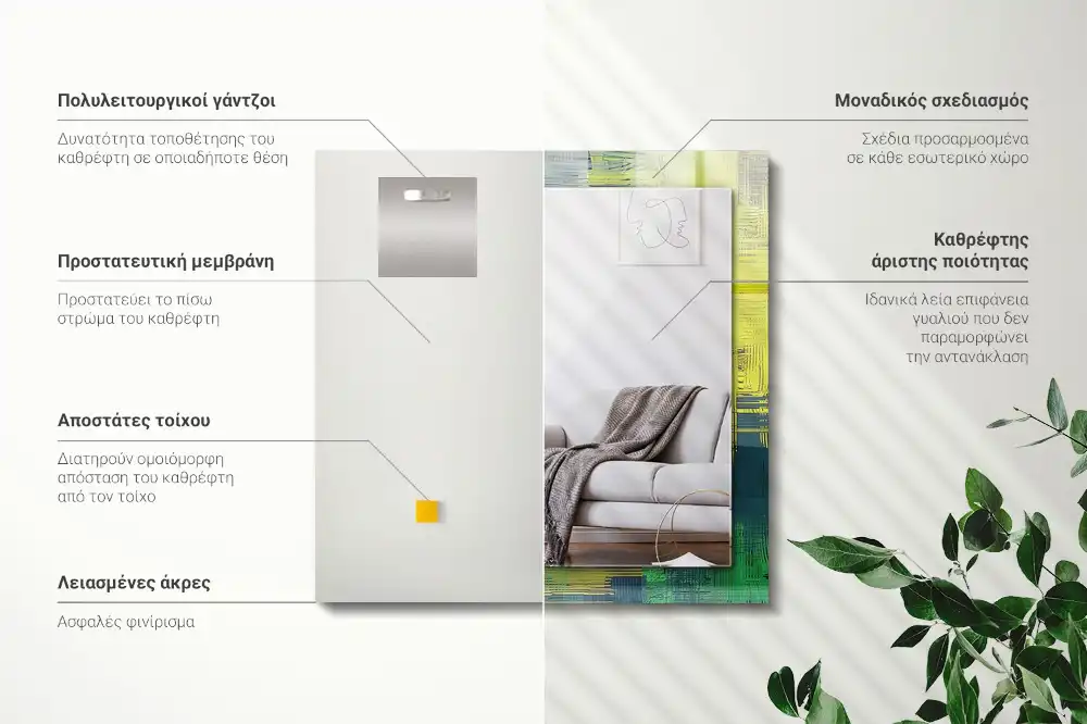 Rektangulär spegel med tryck Abstrakt färgkomposition
