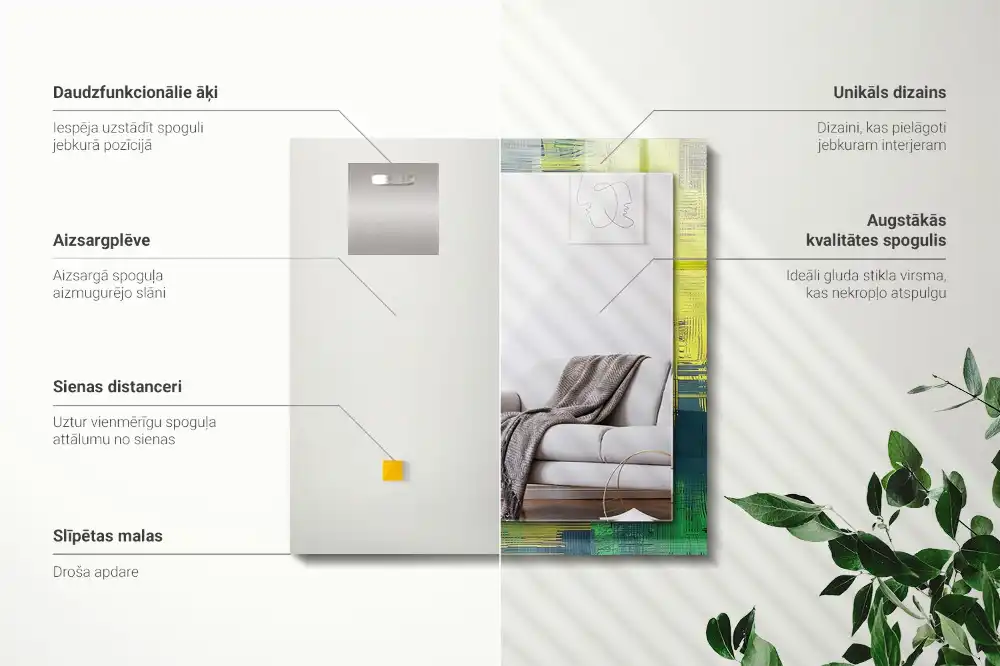 Rektangulär spegel med tryck Abstrakt färgkomposition