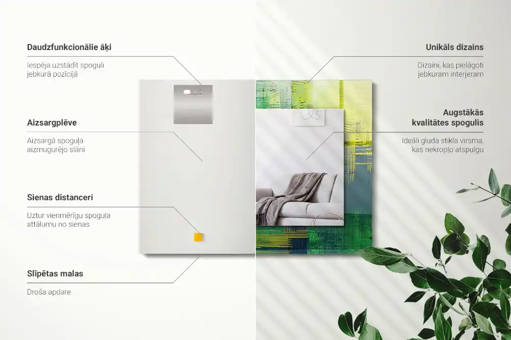 Rektangulär spegel med tryck Abstrakt färgkomposition
