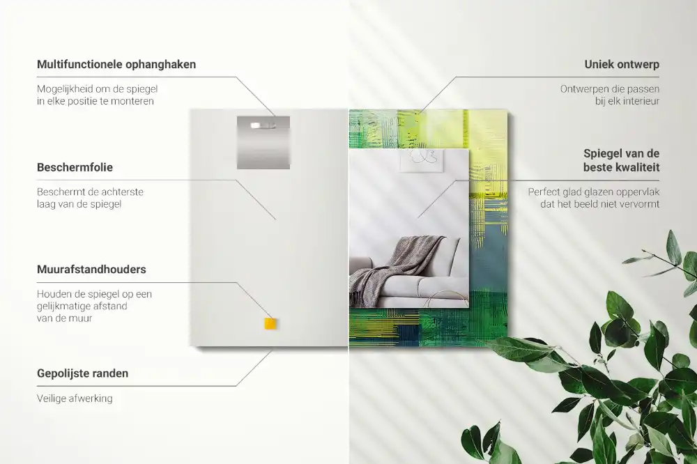Rektangulär spegel med tryck Abstrakt färgkomposition