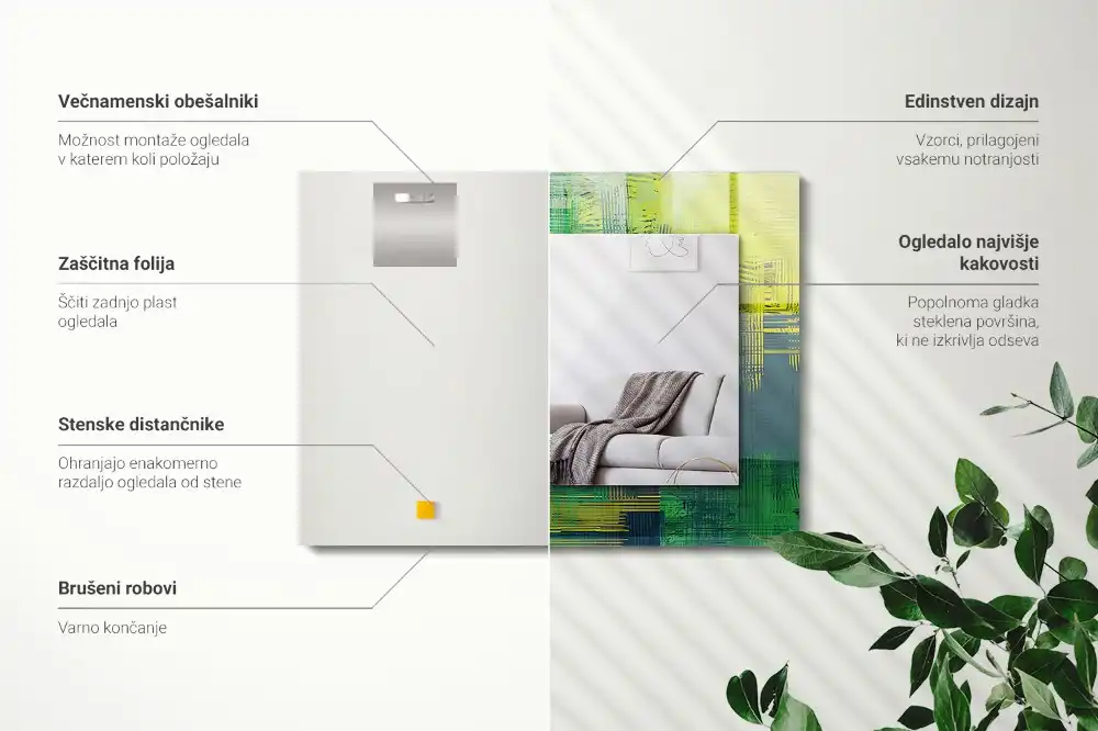 Rektangulär spegel med tryck Abstrakt färgkomposition