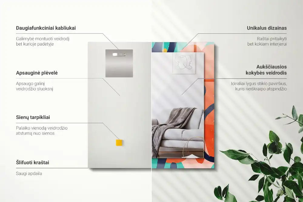 Dekorativ spegel med tryck Abstrakt färgglad grafik