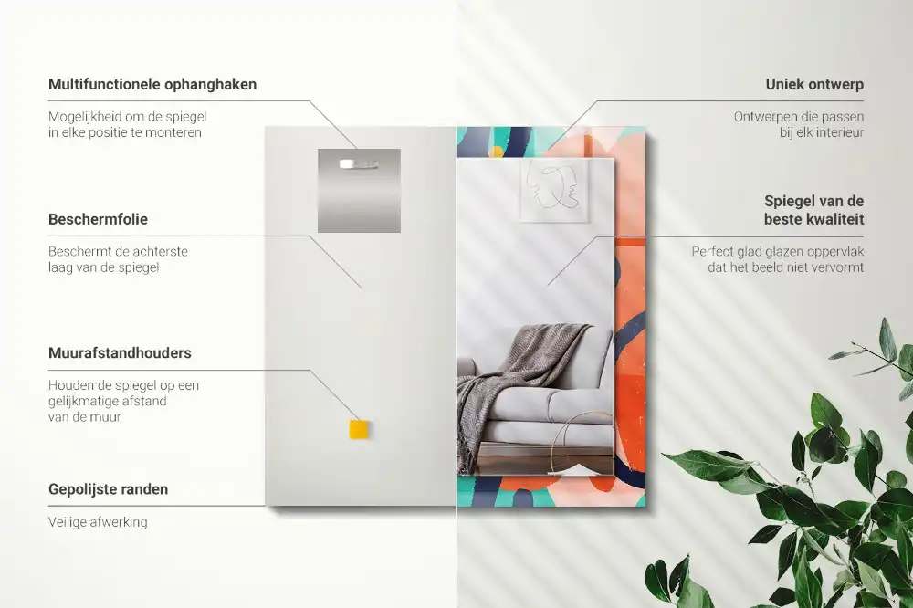Dekorativ spegel med tryck Abstrakt färgglad grafik