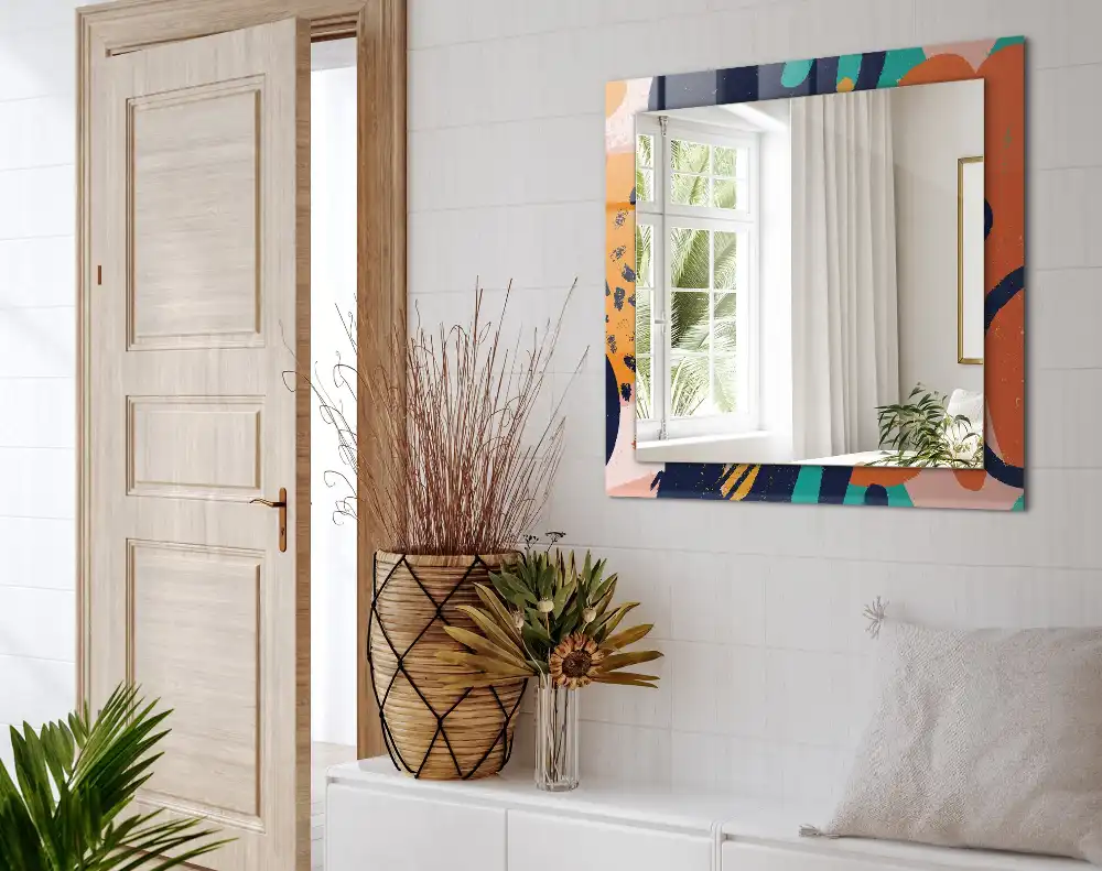 Dekorativ spegel med tryck Abstrakt färgglad grafik
