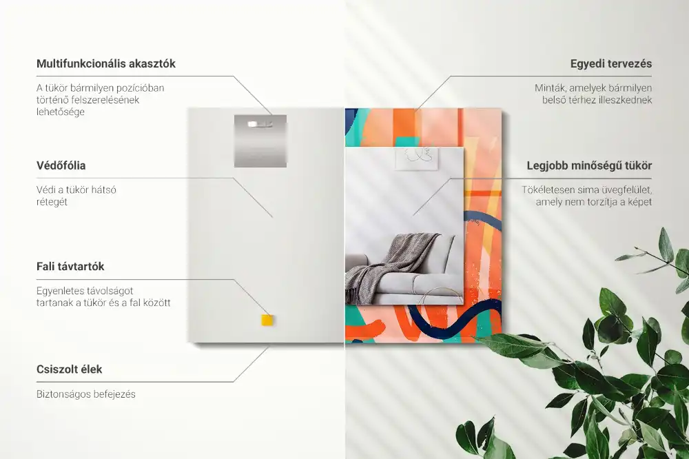 Dekorativ spegel med tryck Abstrakt färgglad grafik